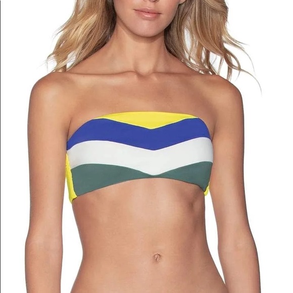 Maaji Colorblock Stripe Bandeau Tube Bikini Top - Picture 7 of 14